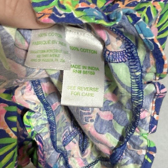 Lilly Pulitzer Brienne Borealis Blue Shorts Romper Girls L Floral Tropical Tiger - Picture 12 of 12